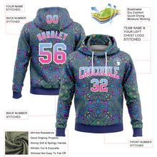 Charger l'image dans la galerie, Custom Stitched Royal Light Blue-Pink Fade 3D Pattern Design Geometric Fractal Shapes Sports Pullover Sweatshirt Hoodie