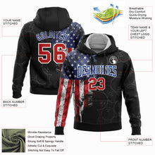 Load image into Gallery viewer, Custom Stitched Black Red-Royal 3D American Flag Bowling Sports Pullover Sweatshirt Hoodie
