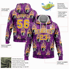 Laden Sie das Bild in den Galerie-Viewer, Custom Stitched Purple Gold-White 3D Billiard Snooker 8 Ball With Hotrod Flame Sports Pullover Sweatshirt Hoodie