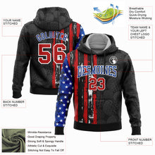 Load image into Gallery viewer, Custom Stitched Black Red-Royal 3D Golf Ball American Flag Sports Pullover Sweatshirt Hoodie