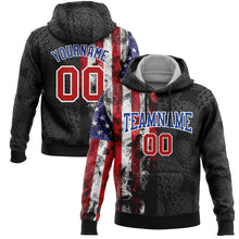 Load image into Gallery viewer, Custom Stitched Black Red-Royal 3D Golf Ball American Flag Sports Pullover Sweatshirt Hoodie