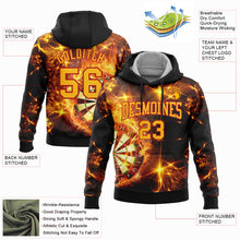 Load image into Gallery viewer, Custom Stitched Black Gold-Red 3D Flame Dart Board Sports Pullover Sweatshirt Hoodie
