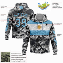 Laden Sie das Bild in den Galerie-Viewer, Custom Camo Light Blue-Black 3D Argentina Argentinian Flag Sports Pullover Sweatshirt Salute To Service Hoodie