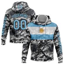 Laden Sie das Bild in den Galerie-Viewer, Custom Camo Light Blue-Black 3D Argentina Argentinian Flag Sports Pullover Sweatshirt Salute To Service Hoodie