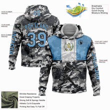 Laden Sie das Bild in den Galerie-Viewer, Custom Camo Light Blue-Black 3D Guatemala Guatemalan Flag Sports Pullover Sweatshirt Salute To Service Hoodie