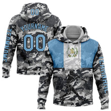 Laden Sie das Bild in den Galerie-Viewer, Custom Camo Light Blue-Black 3D Guatemala Guatemalan Flag Sports Pullover Sweatshirt Salute To Service Hoodie