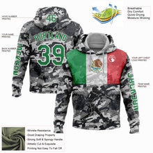 Laden Sie das Bild in den Galerie-Viewer, Custom Camo Kelly Green-White 3D Mexico Mexican Flag Sports Pullover Sweatshirt Salute To Service Hoodie