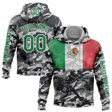 Laden Sie das Bild in den Galerie-Viewer, Custom Camo Kelly Green-White 3D Mexico Mexican Flag Sports Pullover Sweatshirt Salute To Service Hoodie