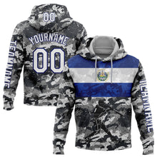 Laden Sie das Bild in den Galerie-Viewer, Custom Camo White-Navy 3D El Salvador El Salvadoran Flag Sports Pullover Sweatshirt Salute To Service Hoodie