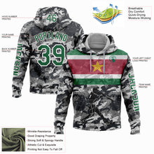 Laden Sie das Bild in den Galerie-Viewer, Custom Camo Kelly Green-White 3D Suriname Surinamese Flag Sports Pullover Sweatshirt Salute To Service Hoodie
