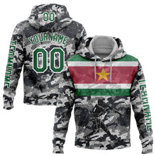 Laden Sie das Bild in den Galerie-Viewer, Custom Camo Kelly Green-White 3D Suriname Surinamese Flag Sports Pullover Sweatshirt Salute To Service Hoodie