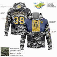 Laden Sie das Bild in den Galerie-Viewer, Custom Camo Yellow-Navy 3D Barbados Barbadian Flag Sports Pullover Sweatshirt Salute To Service Hoodie