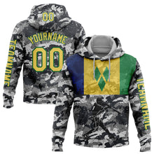 Laden Sie das Bild in den Galerie-Viewer, Custom Camo Yellow-Grass Green 3D Saint Vincent And The Grenadines Flag Sports Pullover Sweatshirt Salute To Service Hoodie