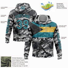Загрузить изображение в средство просмотра галереи, Custom Camo Teal-Black 3D Bahamas Bahamian Flag Sports Pullover Sweatshirt Salute To Service Hoodie