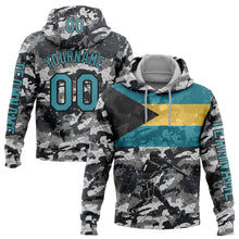 Загрузить изображение в средство просмотра галереи, Custom Camo Teal-Black 3D Bahamas Bahamian Flag Sports Pullover Sweatshirt Salute To Service Hoodie