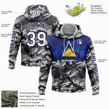 Laden Sie das Bild in den Galerie-Viewer, Custom Camo White-Navy 3D Saint Lucia Saint Lucian Flag Sports Pullover Sweatshirt Salute To Service Hoodie