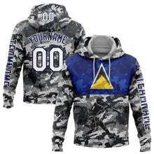 Laden Sie das Bild in den Galerie-Viewer, Custom Camo White-Navy 3D Saint Lucia Saint Lucian Flag Sports Pullover Sweatshirt Salute To Service Hoodie