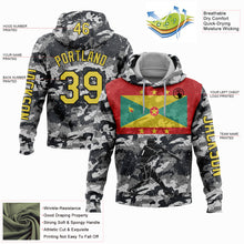 Laden Sie das Bild in den Galerie-Viewer, Custom Camo Yellow-Black 3D Grenada Grenadian Flag Sports Pullover Sweatshirt Salute To Service Hoodie