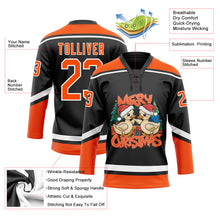 Charger l'image dans la galerie, Custom Black Orange-White Funny Christmas 3D Hockey Lace Neck Jersey