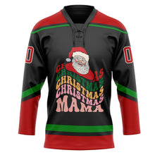 Charger l'image dans la galerie, Custom Black Red-Grass Green Funny Christmas 3D Hockey Lace Neck Jersey