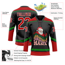 Charger l'image dans la galerie, Custom Black Red-Grass Green Funny Christmas 3D Hockey Lace Neck Jersey