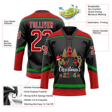 Charger l'image dans la galerie, Custom Black Red-Grass Green Funny Christmas 3D Hockey Lace Neck Jersey