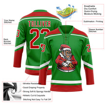Charger l'image dans la galerie, Custom Grass Green Red-White Funny Christmas 3D Hockey Lace Neck Jersey