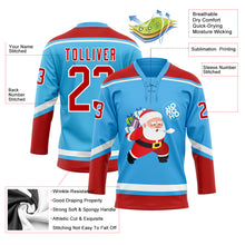 Charger l'image dans la galerie, Custom Sky Blue Red-White Funny Christmas 3D Hockey Lace Neck Jersey