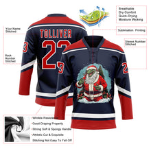 Загрузить изображение в средство просмотра галереи, Custom Navy Red-White Funny Christmas 3D Hockey Lace Neck Jersey
