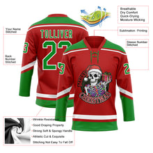Загрузить изображение в средство просмотра галереи, Custom Red Grass Green-White Funny Christmas 3D Hockey Lace Neck Jersey