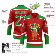 Charger l'image dans la galerie, Custom Red Grass Green-White Funny Christmas 3D Hockey Lace Neck Jersey