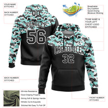 Laden Sie das Bild in den Galerie-Viewer, Custom Stitched Camo Black Ice Blue-Steel Gray 3D Sports Pullover Sweatshirt Salute To Service Hoodie