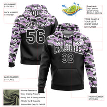 Laden Sie das Bild in den Galerie-Viewer, Custom Stitched Camo Black Light Purple-Steel Gray 3D Sports Pullover Sweatshirt Salute To Service Hoodie