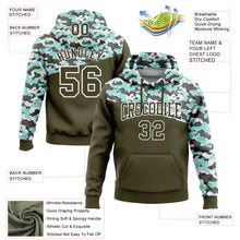 Laden Sie das Bild in den Galerie-Viewer, Custom Stitched Camo Olive Ice Blue-Steel Gray 3D Sports Pullover Sweatshirt Salute To Service Hoodie
