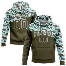 Laden Sie das Bild in den Galerie-Viewer, Custom Stitched Camo Olive Ice Blue-Steel Gray 3D Sports Pullover Sweatshirt Salute To Service Hoodie