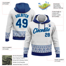 Загрузить изображение в средство просмотра галереи, Custom Stitched White US Navy Blue-Sky Blue Christmas 3D Sports Pullover Sweatshirt Hoodie