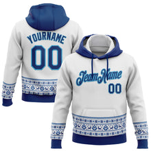 Загрузить изображение в средство просмотра галереи, Custom Stitched White US Navy Blue-Sky Blue Christmas 3D Sports Pullover Sweatshirt Hoodie