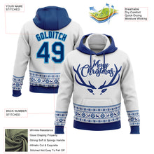 Загрузить изображение в средство просмотра галереи, Custom Stitched White US Navy Blue-Sky Blue Christmas 3D Sports Pullover Sweatshirt Hoodie