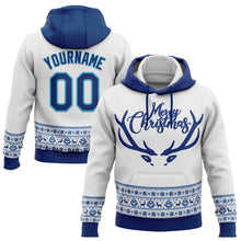 Загрузить изображение в средство просмотра галереи, Custom Stitched White US Navy Blue-Sky Blue Christmas 3D Sports Pullover Sweatshirt Hoodie