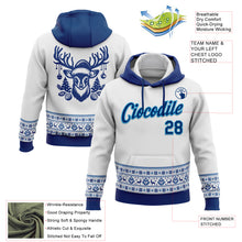 Загрузить изображение в средство просмотра галереи, Custom Stitched White US Navy Blue-Sky Blue Christmas 3D Sports Pullover Sweatshirt Hoodie