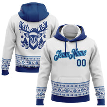 Загрузить изображение в средство просмотра галереи, Custom Stitched White US Navy Blue-Sky Blue Christmas 3D Sports Pullover Sweatshirt Hoodie