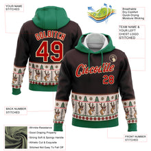 Laden Sie das Bild in den Galerie-Viewer, Custom Stitched Brown Red Cream-Kelly Green Christmas 3D Sports Pullover Sweatshirt Hoodie
