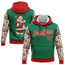 Загрузить изображение в средство просмотра галереи, Custom Stitched Kelly Green Red-Cream Christmas 3D Sports Pullover Sweatshirt Hoodie