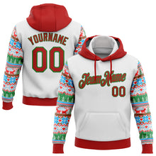Laden Sie das Bild in den Galerie-Viewer, Custom Stitched White Red-Grass Green Christmas 3D Sports Pullover Sweatshirt Hoodie