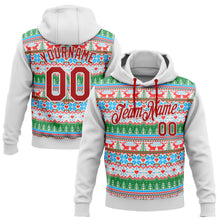Laden Sie das Bild in den Galerie-Viewer, Custom Stitched White Red Christmas 3D Sports Pullover Sweatshirt Hoodie