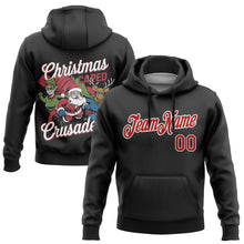 Загрузить изображение в средство просмотра галереи, Custom Stitched Black Red-White Funny Christmas 3D Sports Pullover Sweatshirt Hoodie