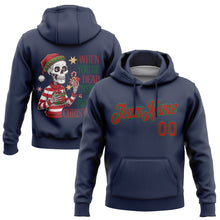 Загрузить изображение в средство просмотра галереи, Custom Stitched Navy Kelly Green-Red Funny Christmas 3D Sports Pullover Sweatshirt Hoodie