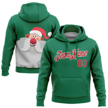 Загрузить изображение в средство просмотра галереи, Custom Stitched Kelly Green Red-White Funny Christmas 3D Sports Pullover Sweatshirt Hoodie