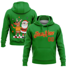 Загрузить изображение в средство просмотра галереи, Custom Stitched Grass Green Red-Gold Funny Christmas 3D Sports Pullover Sweatshirt Hoodie