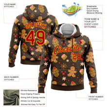 Загрузить изображение в средство просмотра галереи, Custom Stitched Brown Red-Gold Funny Christmas 3D Sports Pullover Sweatshirt Hoodie